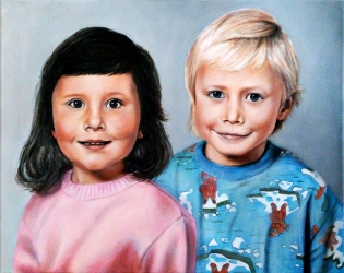 Dětská láska přetrvá - akryl a olej na plátně - vytvořeno podle fotek