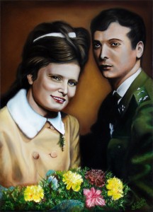 Manželský pár - Obraz podle fotky - akryl a olej na plátně